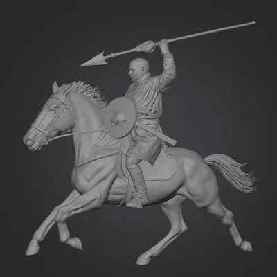 Mô hình kỵ binh Hung Nô xung trận in 3D chi tiết cao