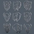 Bộ sưu tập 9 mẫu đầu Bò tót & Trâu rừng phong cách Tribal cho CNC / Laser / In 3D - Thumbnail 3