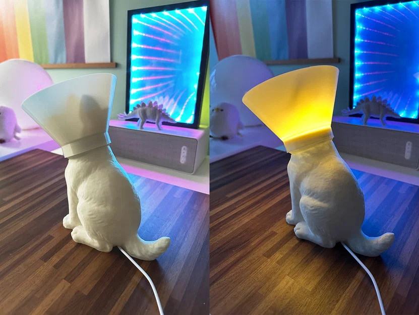 Đèn ngủ hình mèo đeo "loa chống liếm" - Image 2