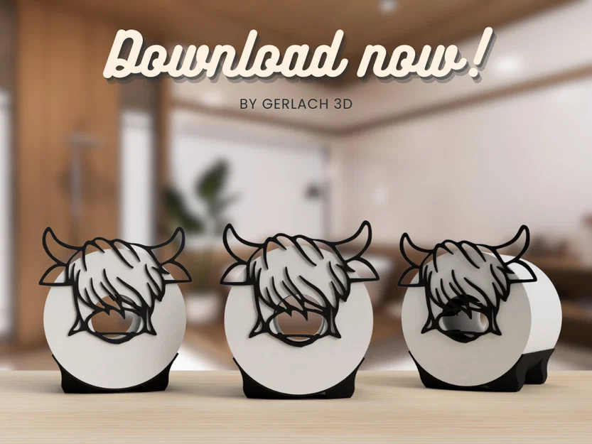 Giá đỡ giấy vệ sinh bò Highland Mini - Image 3