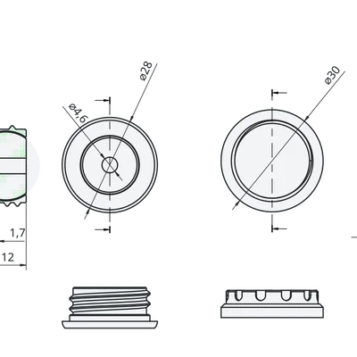 Bộ Đầu Nối Ống PTFE Cho Lỗ Khoan 24mm (Print-in-place)