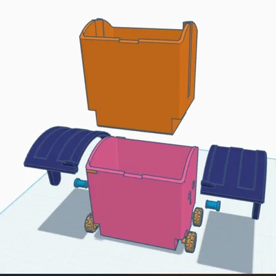 Thùng Rác Hình Container Để Bàn