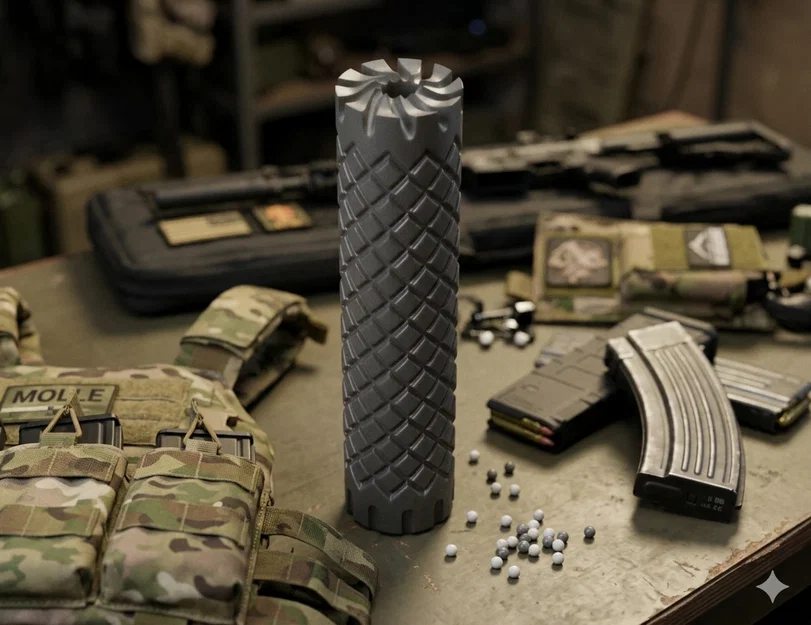 Ống giảm thanh Airsoft tùy chỉnh - Phụ kiện in 3D chuẩn M14x1 - Image 1