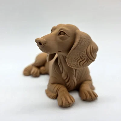 Mô hình chú chó Dachshund lông dài đang nằm