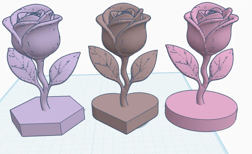 Mô hình hoa hồng 3D trên đế để bàn - Dễ in, chỉ 3 lần đổi màu - Image 2