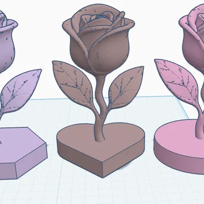 Mô hình hoa hồng 3D trên đế để bàn - Dễ in, chỉ 3 lần đổi màu