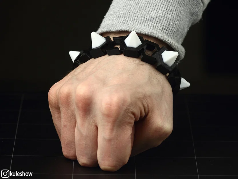 Vòng tay Spiked Hexachain phong cách với khóa nam châm in 3D - Image 1