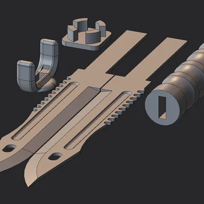 Mô hình dao chiến thuật in 3D (Tactical Knife) đơn giản, không cần support