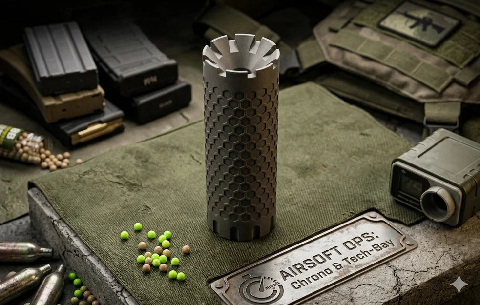 Silencer Airsoft Hexagon 100mm - Phụ kiện nòng súng in 3D hầm hố - Image 1