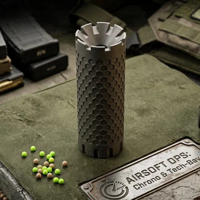 Silencer Airsoft Hexagon 100mm - Phụ kiện nòng súng in 3D hầm hố