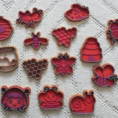 Bộ Khuôn Cắt Bánh & Đóng Dấu Hình Côn Trùng, Ong Mật Cho Bé