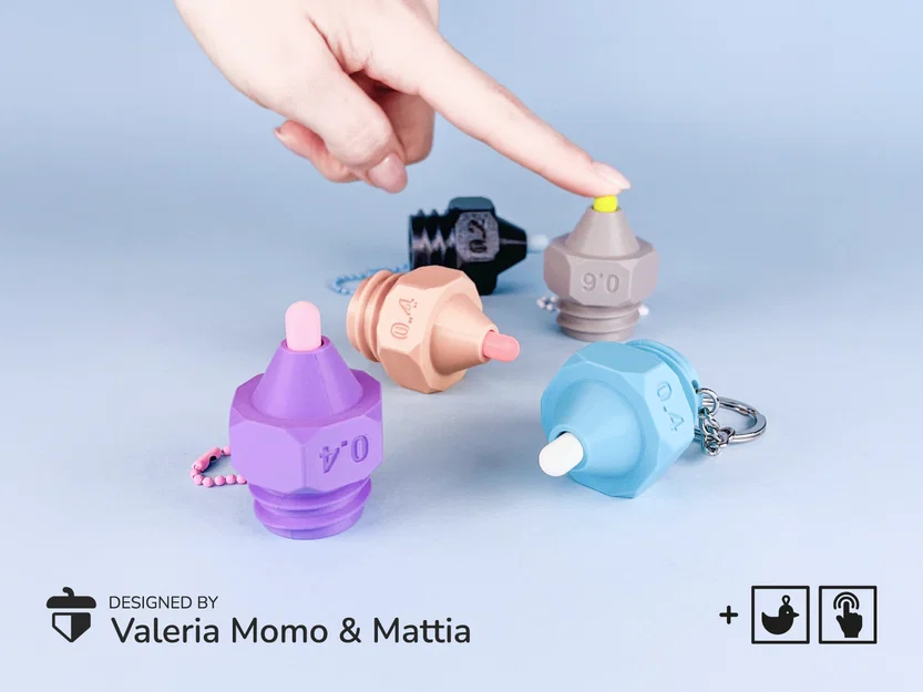 Móc khóa Clicker Nozzle 3D - Phiên bản 0.2mm, 0.4mm, 0.6mm siêu vui nhộn - Image 1