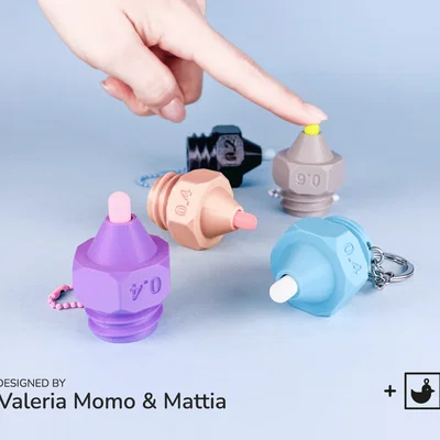 Móc khóa Clicker Nozzle 3D - Phiên bản 0.2mm, 0.4mm, 0.6mm siêu vui nhộn