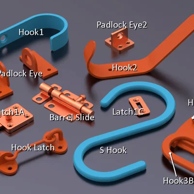 STL Hardware Parts - Bộ sưu tập móc và chốt cài