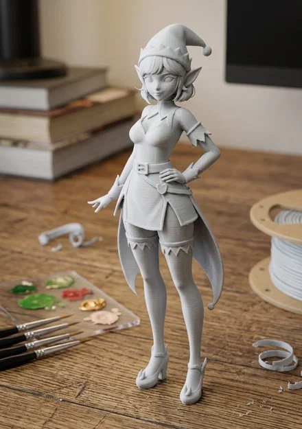 Mô hình 3D nữ yêu tinh phong cách anime đón Giáng sinh siêu xinh - Image 1