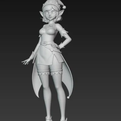 Mô hình 3D nữ yêu tinh phong cách anime đón Giáng sinh siêu xinh