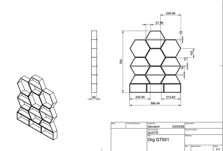 Kệ để đồ đa năng hình tổ ong ORGANIZER GT551 in 3D - Image 3