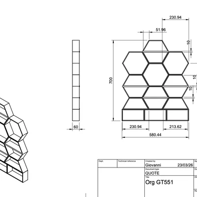 Kệ để đồ đa năng hình tổ ong ORGANIZER GT551 in 3D