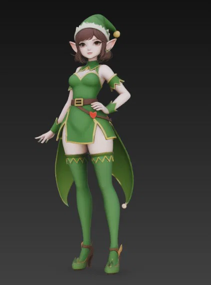 Mô hình 3D nữ yêu tinh phong cách anime đón Giáng sinh siêu xinh - Image 4