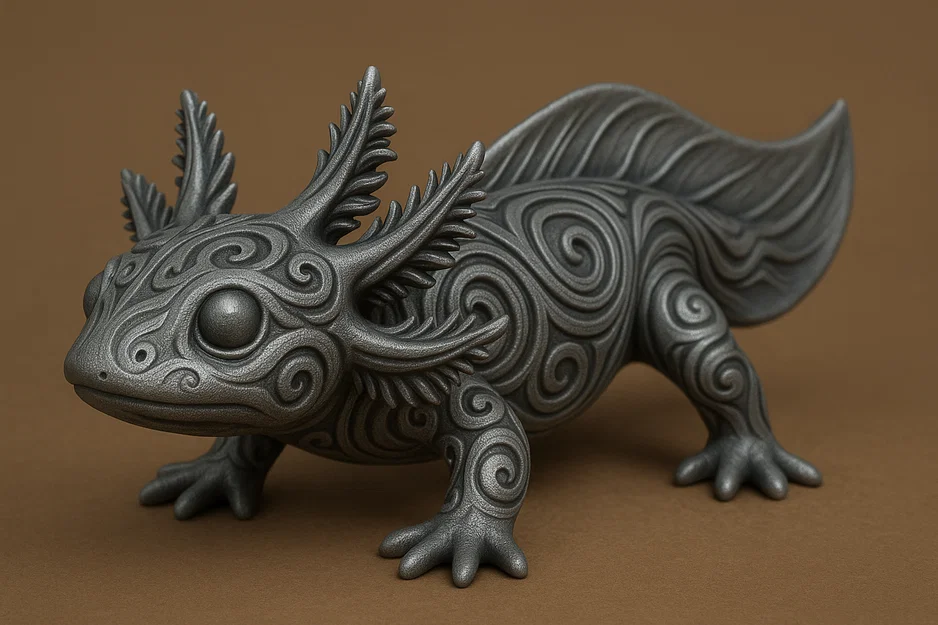 Mô hình tượng Axolotl trang trí với họa tiết xoắn ốc độc đáo - Image 1