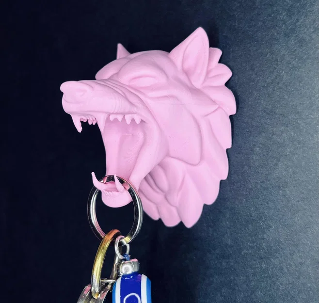 Móc treo chìa khóa kiêm vật phẩm trang trí tường hình đầu sói 3D - Image 1