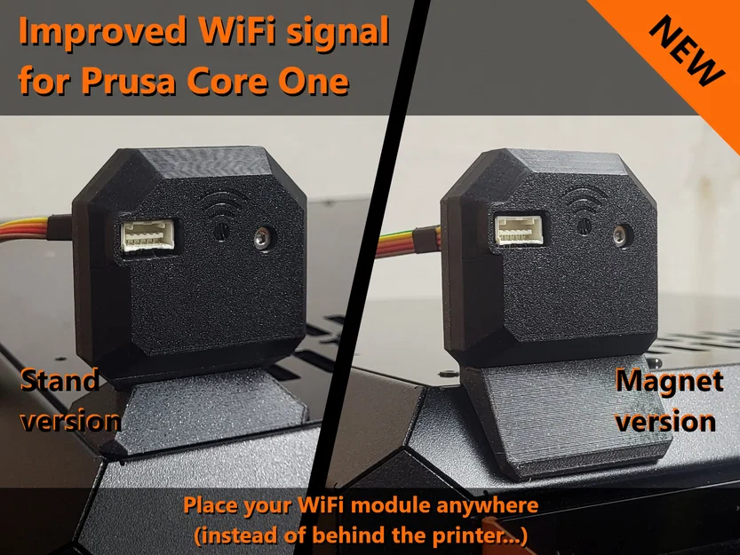 Cải thiện sóng Wi-Fi cho Prusa Core One: Nắp lưng kèm chân đế hoặc nam châm - Image 1