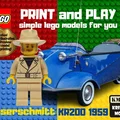 Mô hình 3D xe cổ điển Messerschmitt KR200 phong cách LEGO - Thumbnail 1