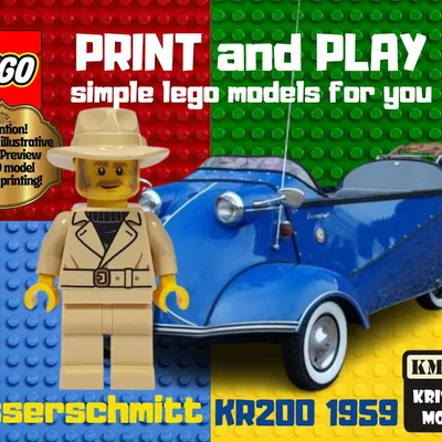 Mô hình 3D xe cổ điển Messerschmitt KR200 phong cách LEGO