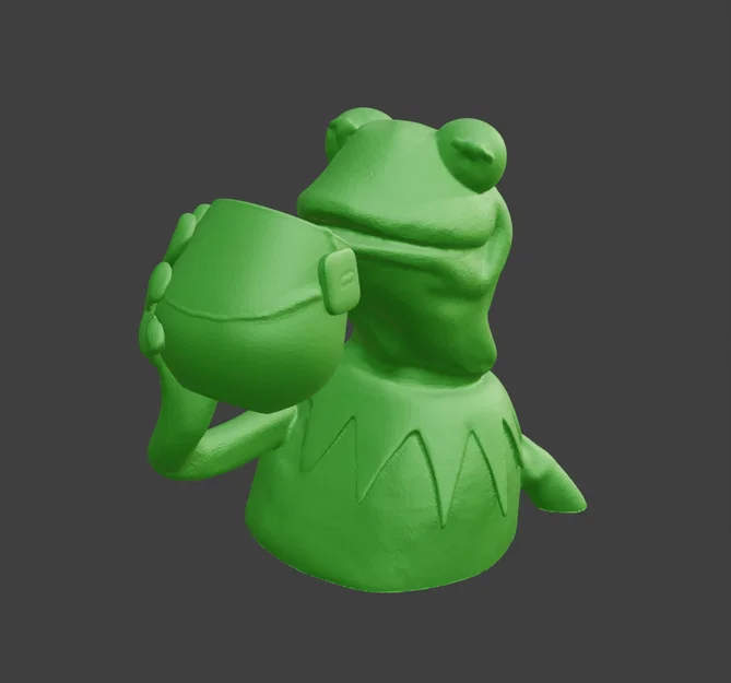 Mô hình 3D Kermit đang nhâm nhi tách trà - Phiên bản tối giản độc đáo - Image 1