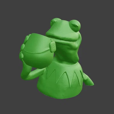 Mô hình 3D Kermit đang nhâm nhi tách trà - Phiên bản tối giản độc đáo