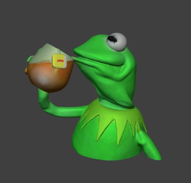 Mô hình 3D Kermit đang nhâm nhi tách trà - Phiên bản tối giản độc đáo - Image 2