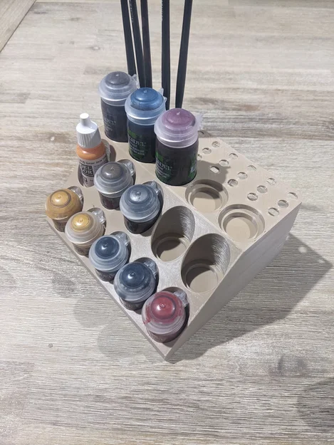 Giá để sơn Citadel & Vallejo và khay cắm cọ - Image 2