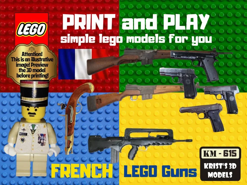 Bộ mô hình súng phong cách Pháp cho nhân vật LEGO (Print & Play) - Image 1