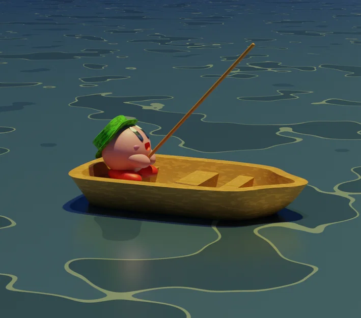 Mô hình Kirby câu cá - Đế cắm nhang - Image 1