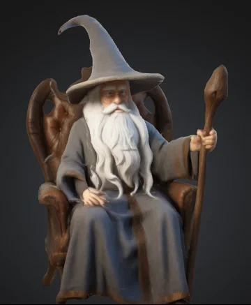 Mô hình 3D phù thủy Gandalf ngồi ghế - Lord of the Rings cực chất - Image 1