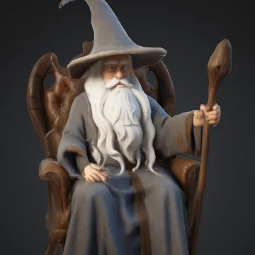 Mô hình 3D phù thủy Gandalf ngồi ghế - Lord of the Rings cực chất