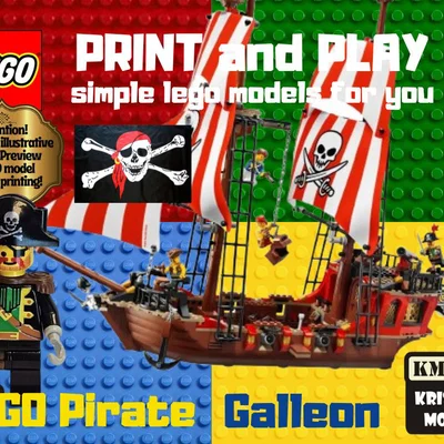 Mô hình tàu hải tặc phong cách LEGO (LEGO Pirate Galleon) in 3D