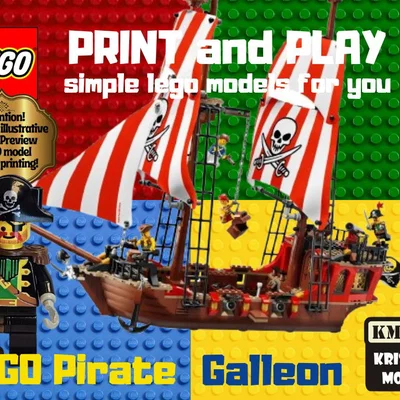Mô hình tàu hải tặc phong cách LEGO (LEGO Pirate Galleon) in 3D