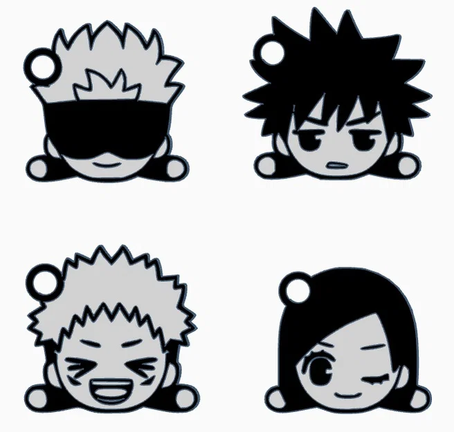 Bộ sưu tập móc khóa Jujutsu Kaisen chibi in 3D dễ thương - Image 1