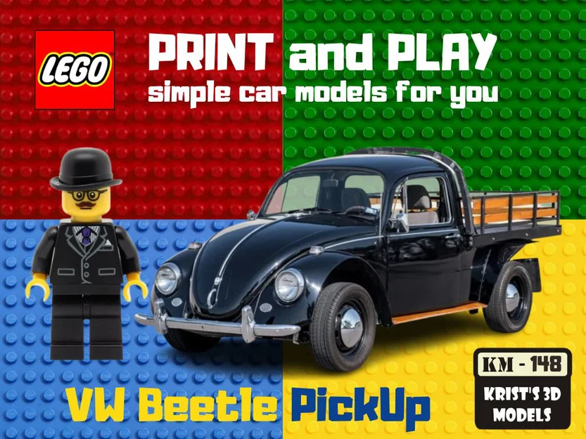 Mô hình xe Volkswagen Beetle Pickup 3D kết hợp phụ kiện LEGO cực chất - Image 1