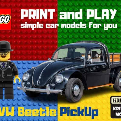 Mô hình xe Volkswagen Beetle Pickup 3D kết hợp phụ kiện LEGO cực chất
