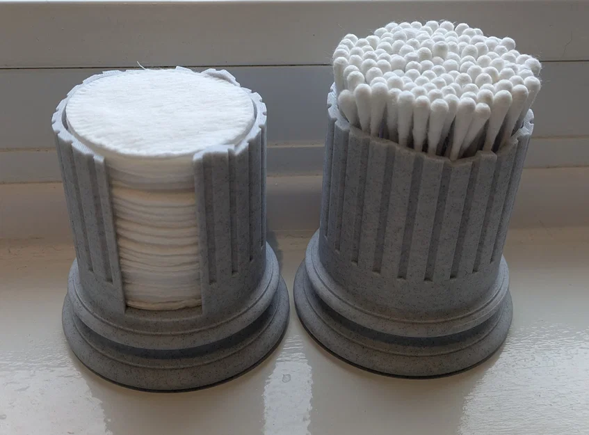 Ống Đựng Bông Tẩy Trang & Tăm Bông Hình Cột La Mã Cổ Đại - Image 1