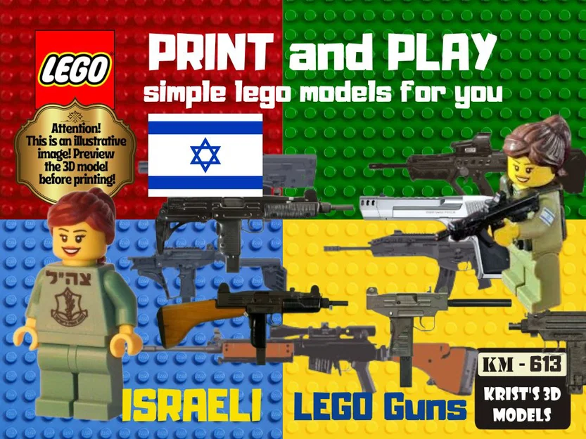 Bộ sưu tập mô hình phụ kiện súng cho nhân vật LEGO phong cách Israel - Image 1