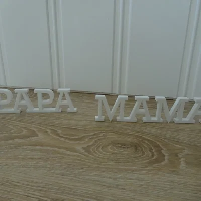 Mô hình trang trí chữ Mama & Papa in 3D cực xinh
