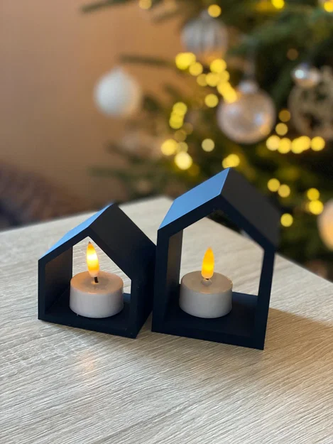 Mô hình trang trí ngôi nhà đựng nến Deko Teelicht Haus 3D - Image 1
