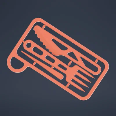 Bộ dao nĩa mini bỏ túi siêu gọn cho ví tiền (Card-sized EDC Kit)