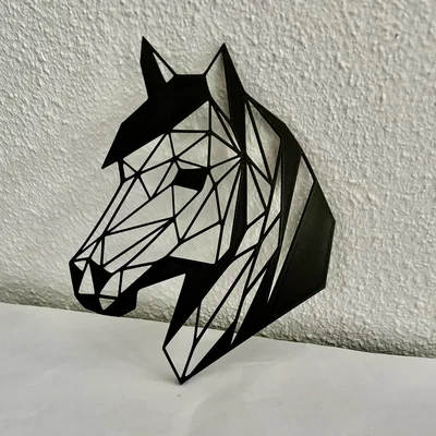 Mô hình đầu ngựa trang trí tường phong cách Geometric (File STL)