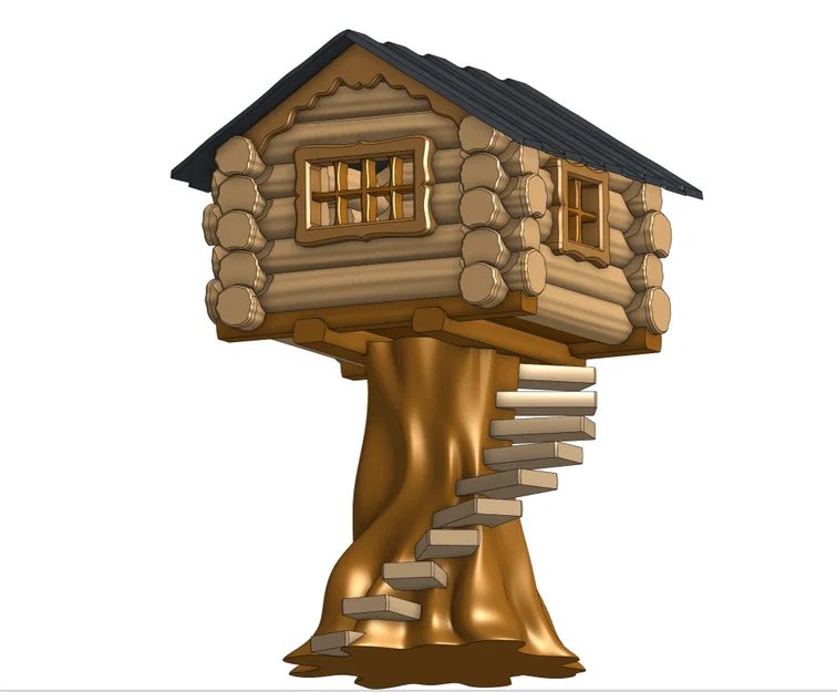 Mô Hình Nhà Gỗ Trên Cây (Log Tree House) - Image 2