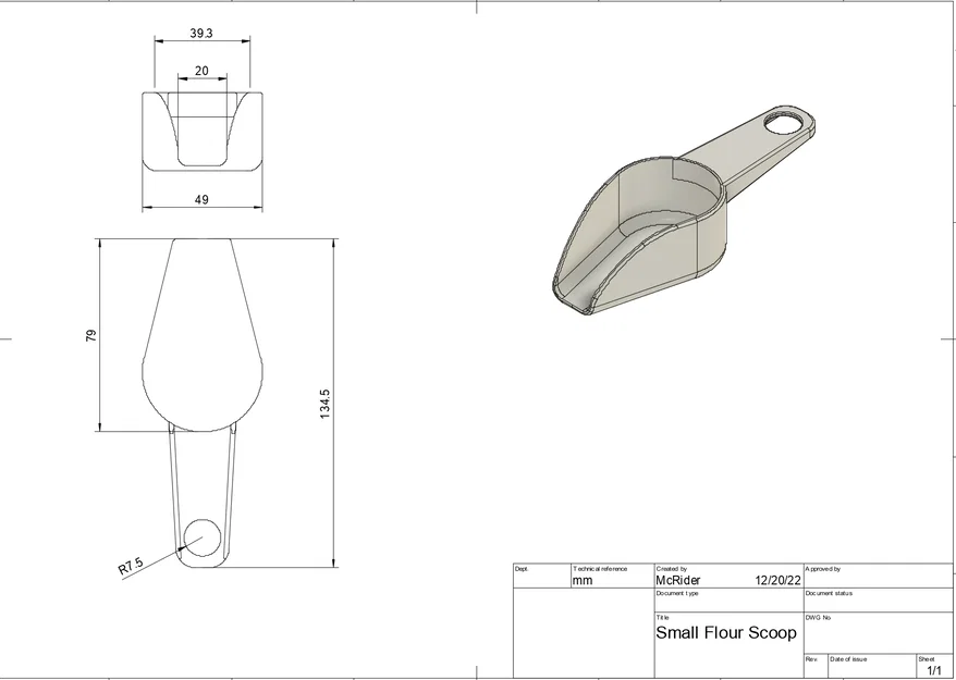 Muỗng xúc bột nhỏ (Small Flour Scoop) in 3D tiện lợi cho nhà bếp - Image 2