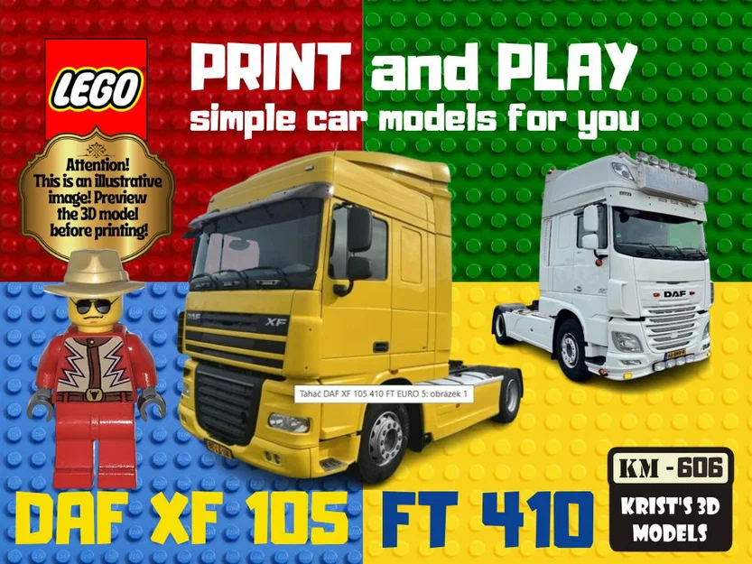 Mô hình in 3D xe đầu kéo DAF XF 105 FT 410 phong cách LEGO - Image 2